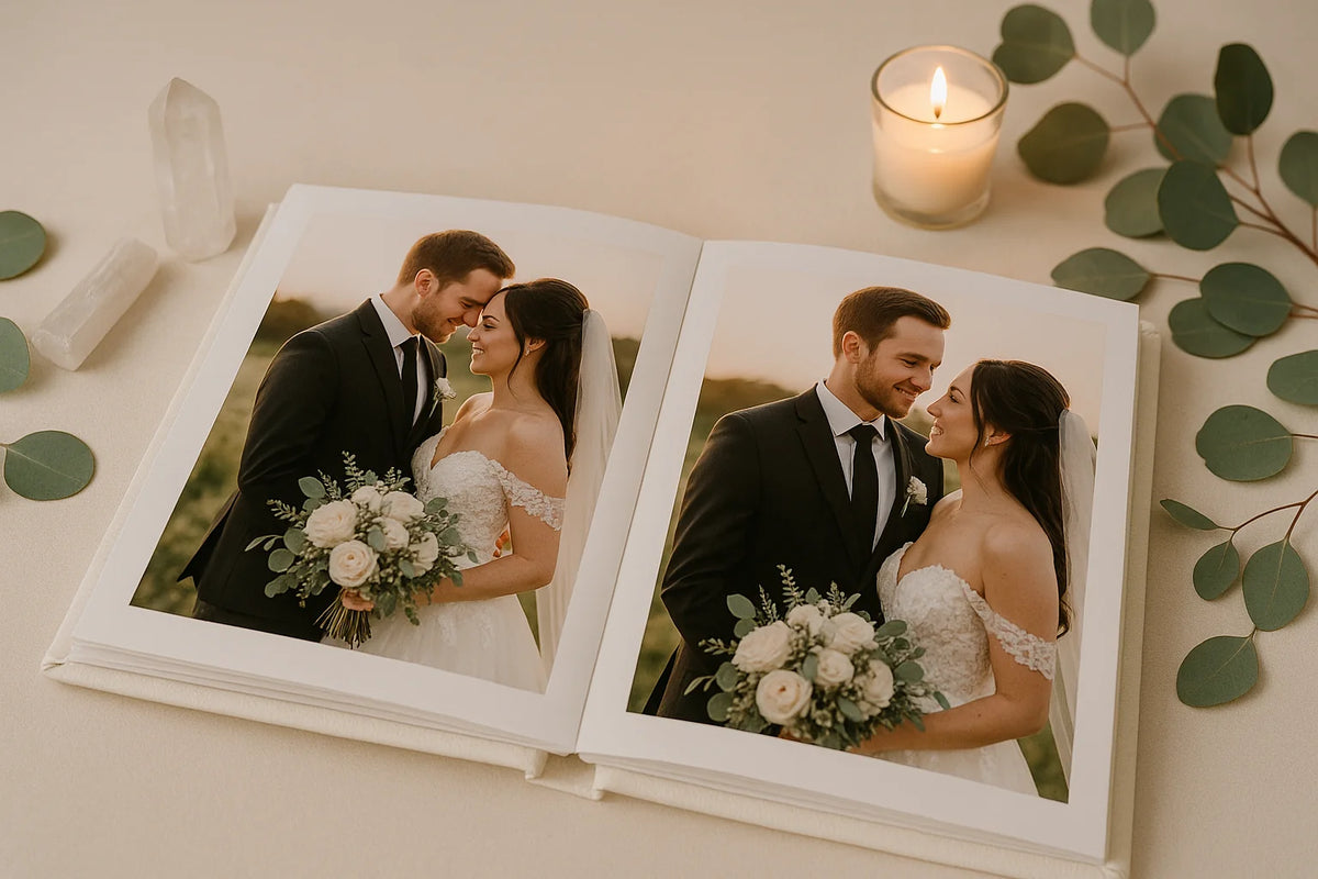Hochzeits-Fotobuch gestalten: Kristalle für Eleganz & Symbolik