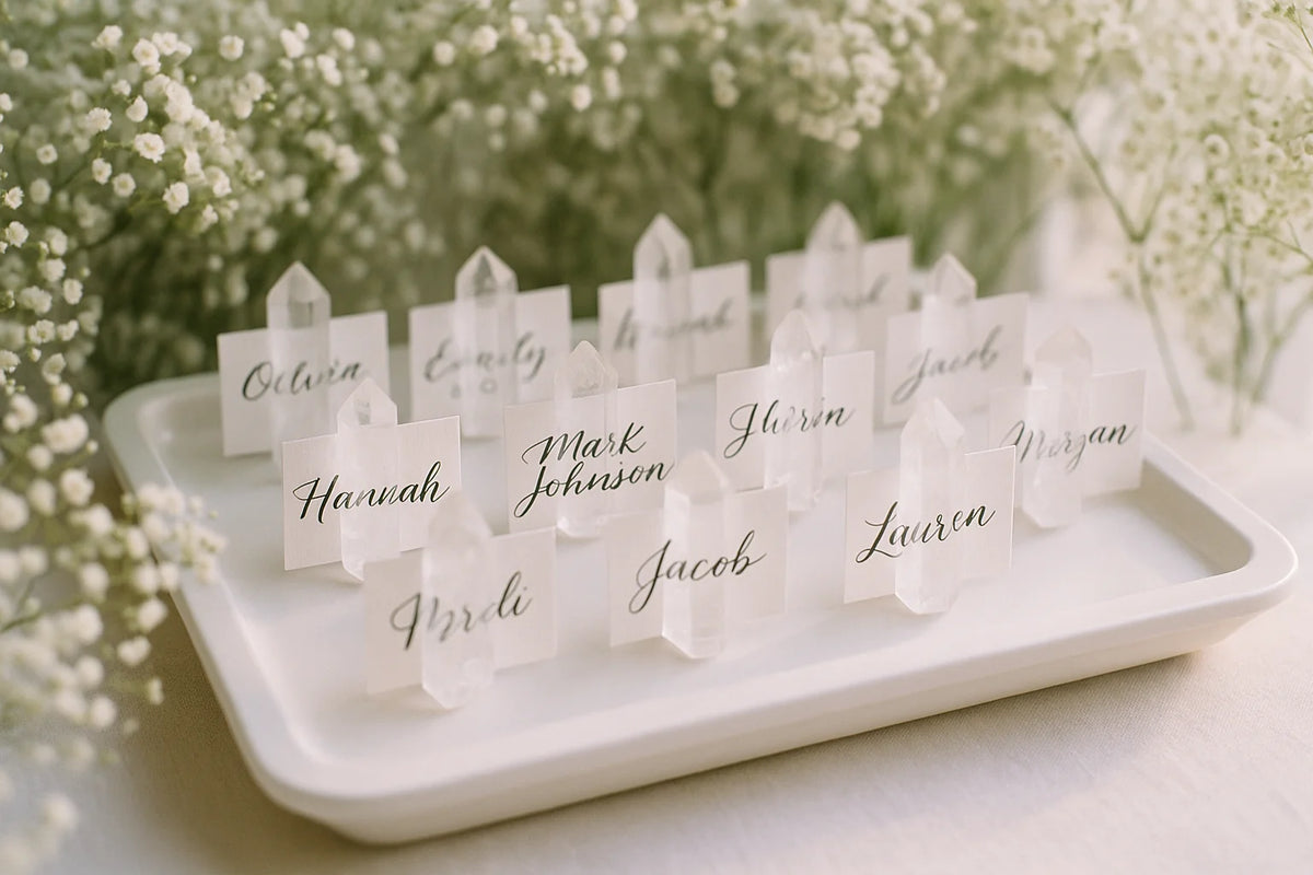 Sitzordnung mit Kristallmarkern – Eleganz, Ordnung & Symbolik auf Hochzeiten