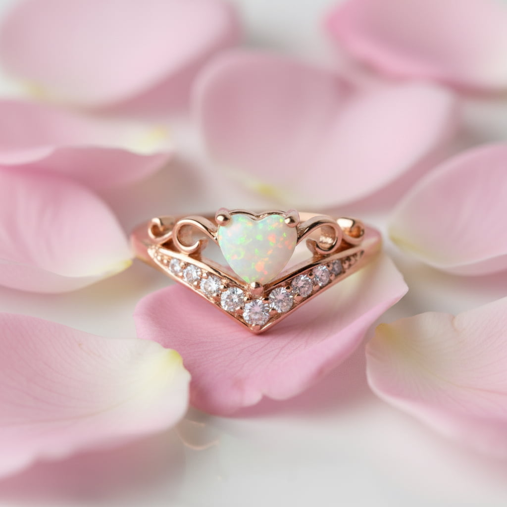 Opal Ring - Diadem mit Herzform CrystalScents
