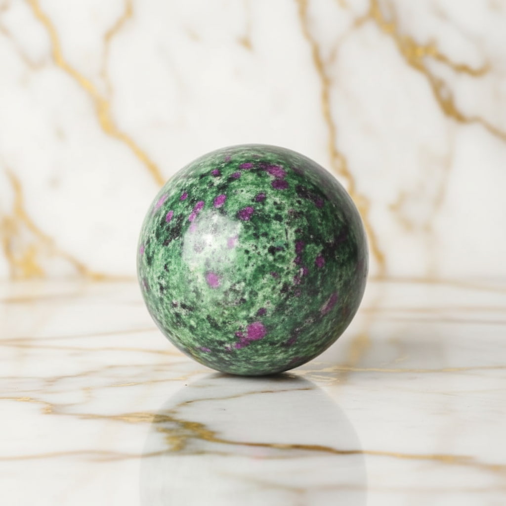 Mini Rubin Zoisit Kugel – Lebensfreude & Energie CrystalScents