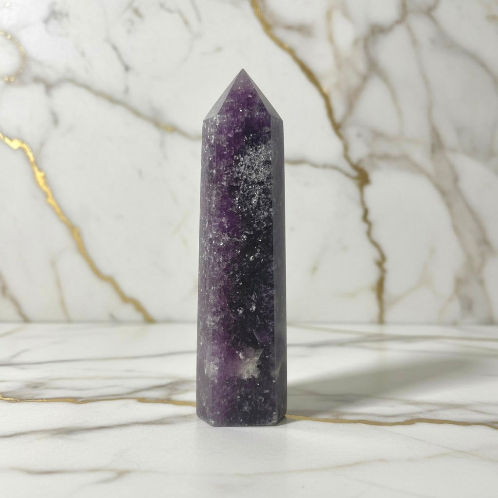 Lepidolith Obelisk – Magie & Funkeln CrystalScents