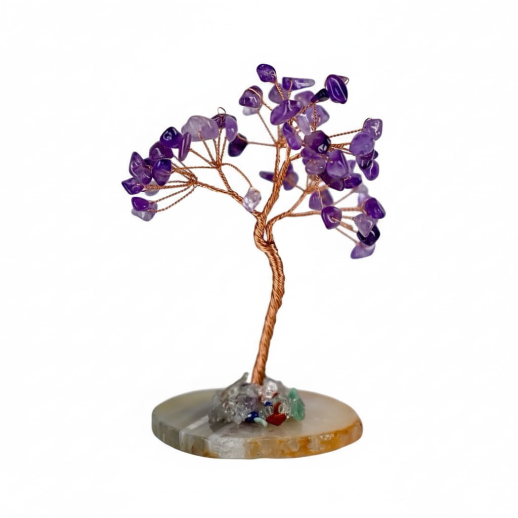 Amethyst Baum auf Achatscheibe – Harmonie & Eleganz CrystalScents