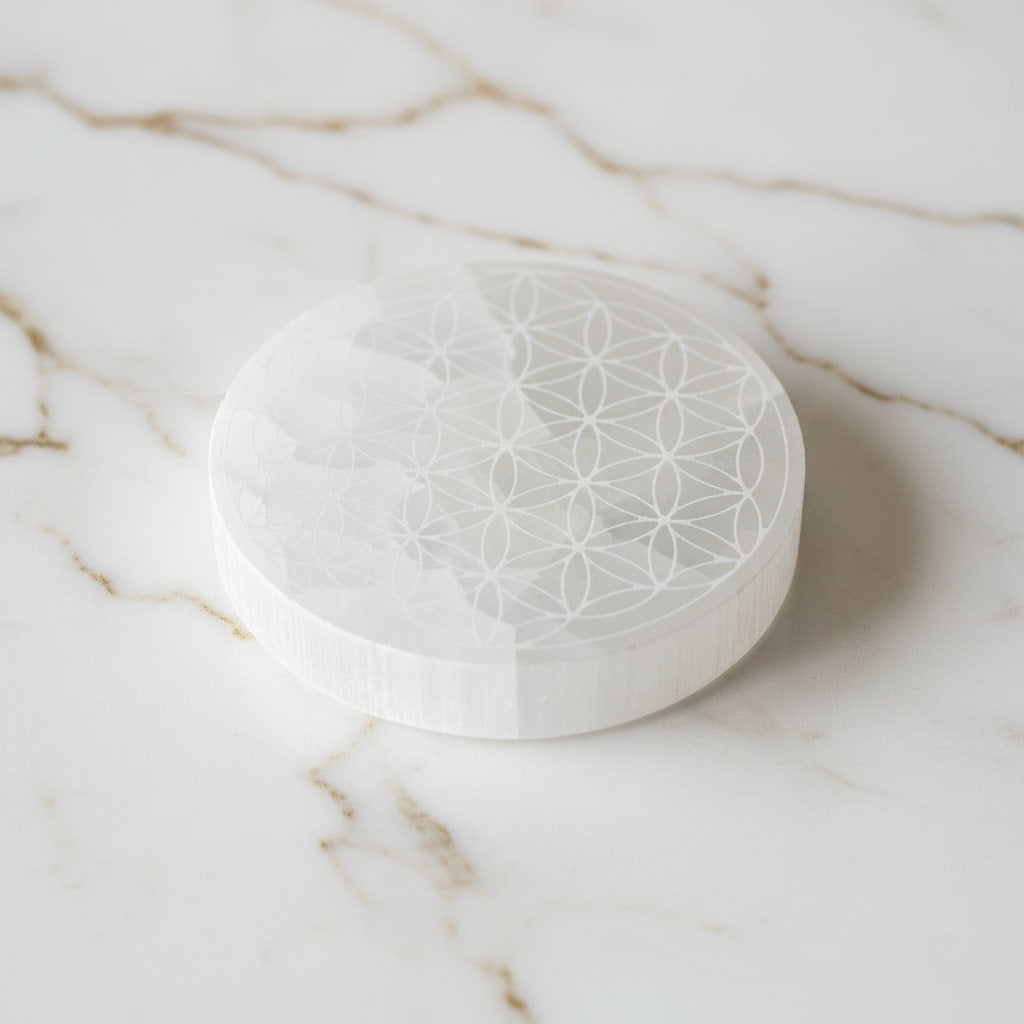 Selenit Scheibe - Blume des Lebens CrystalScents
