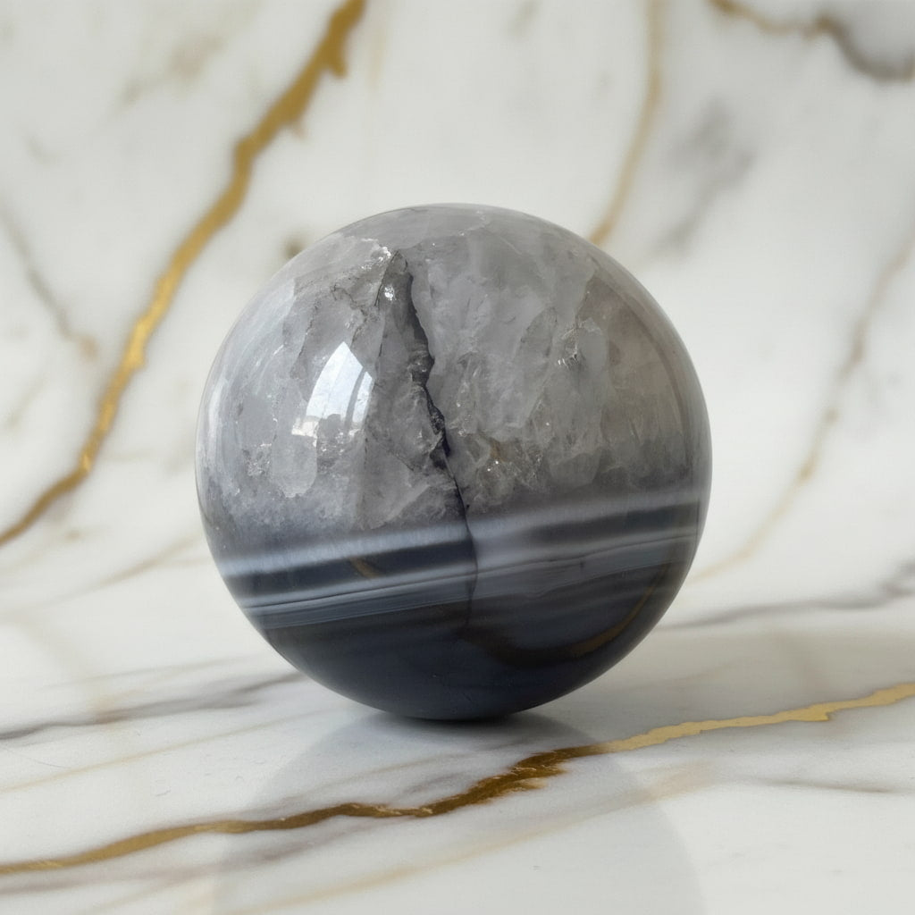 Achat Kugel – Schwarz & Weiß vereint CrystalScents