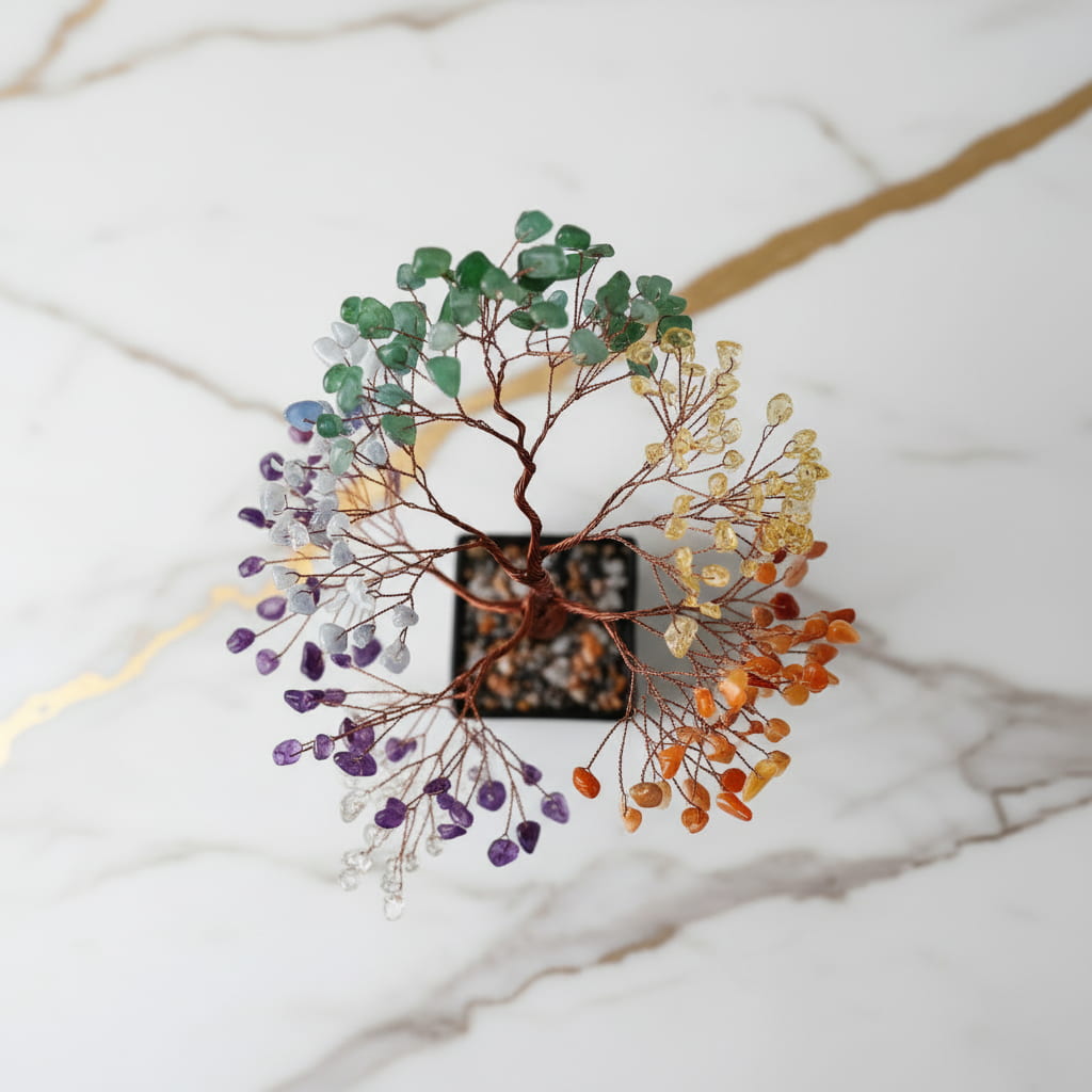 Chakra Baum in schwarzer Keramikschale CrystalScents