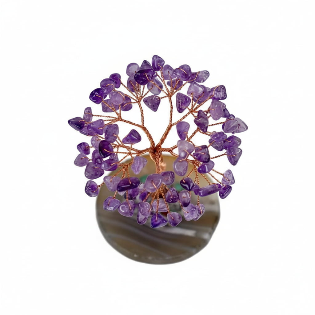 Amethyst Baum auf Achatscheibe – Harmonie & Eleganz CrystalScents