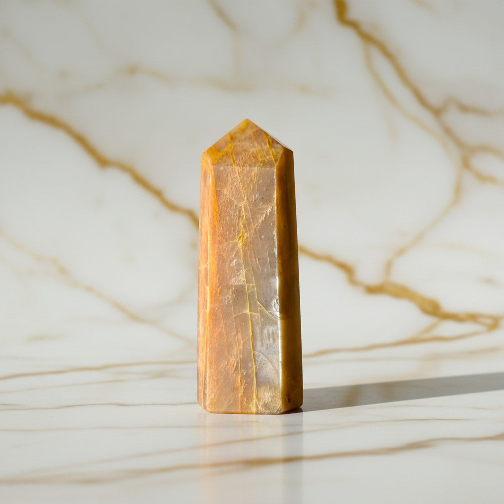 Mondstein Obelisk – Wärme & Kraft CrystalScents