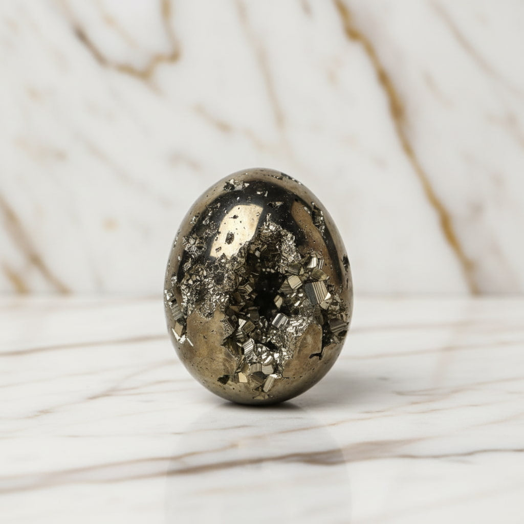Pyrit Ei – Kristallobjekt für Fülle CrystalScents