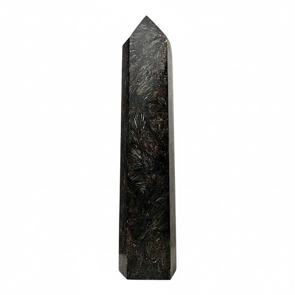 Astrophyllit Granat Obelisk - Naturjuwel mit Struktur CrystalScents