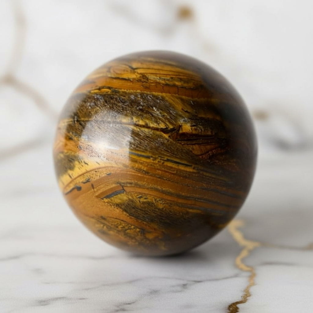 Tigerauge Kugel – Warm schimmerndes Naturjuwel CrystalScents