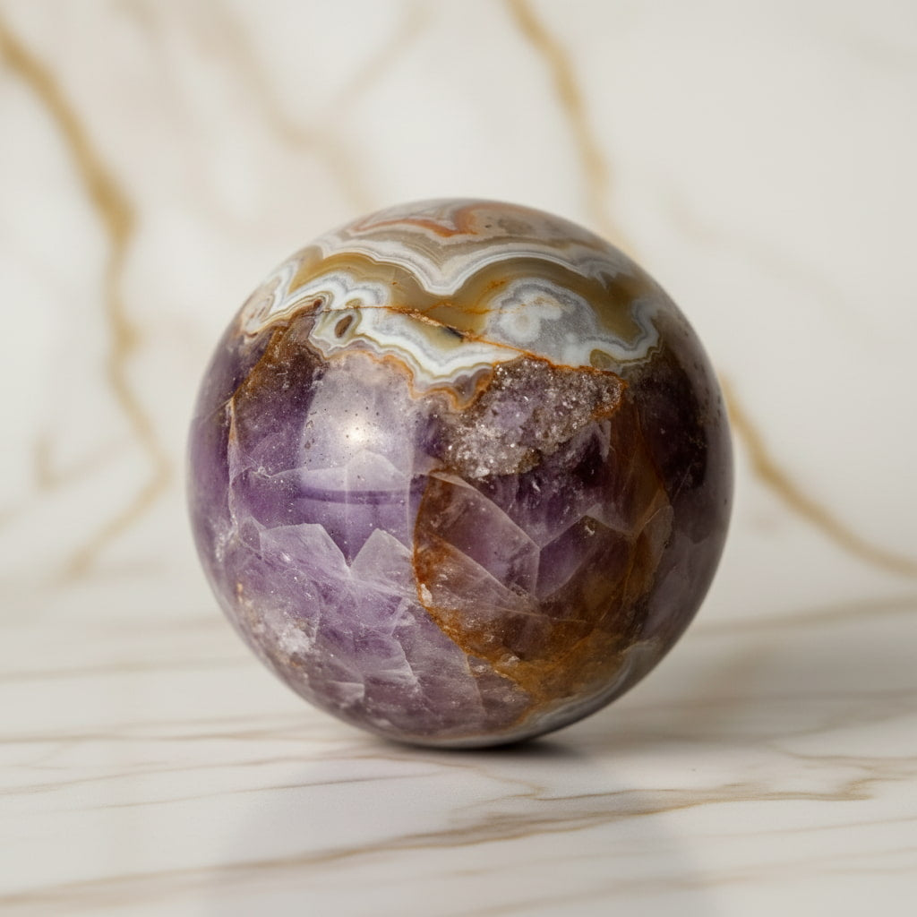 Amethyst Achat Kugel – Eleganter Wohn- & Meditationsbegleiter CrystalScents