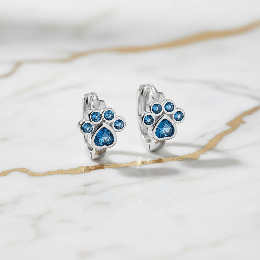 Kreolen – Silber mit blauen „Pfoten" CrystalScents