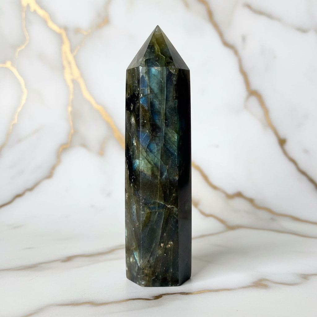 Labradorit Obelisk – Inspiration & Ruhe CrystalScents