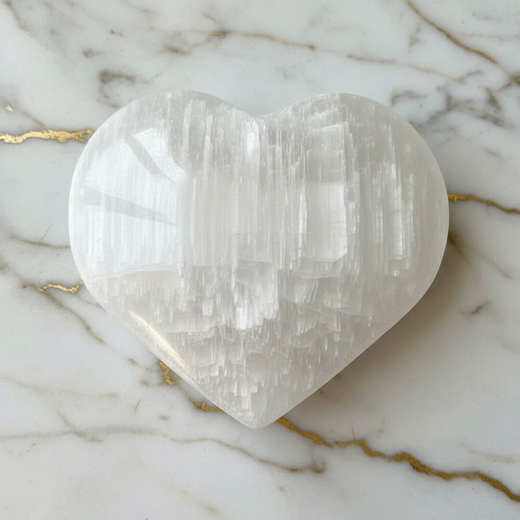 Selenit Herz – Reines Licht in Stein CrystalScents
