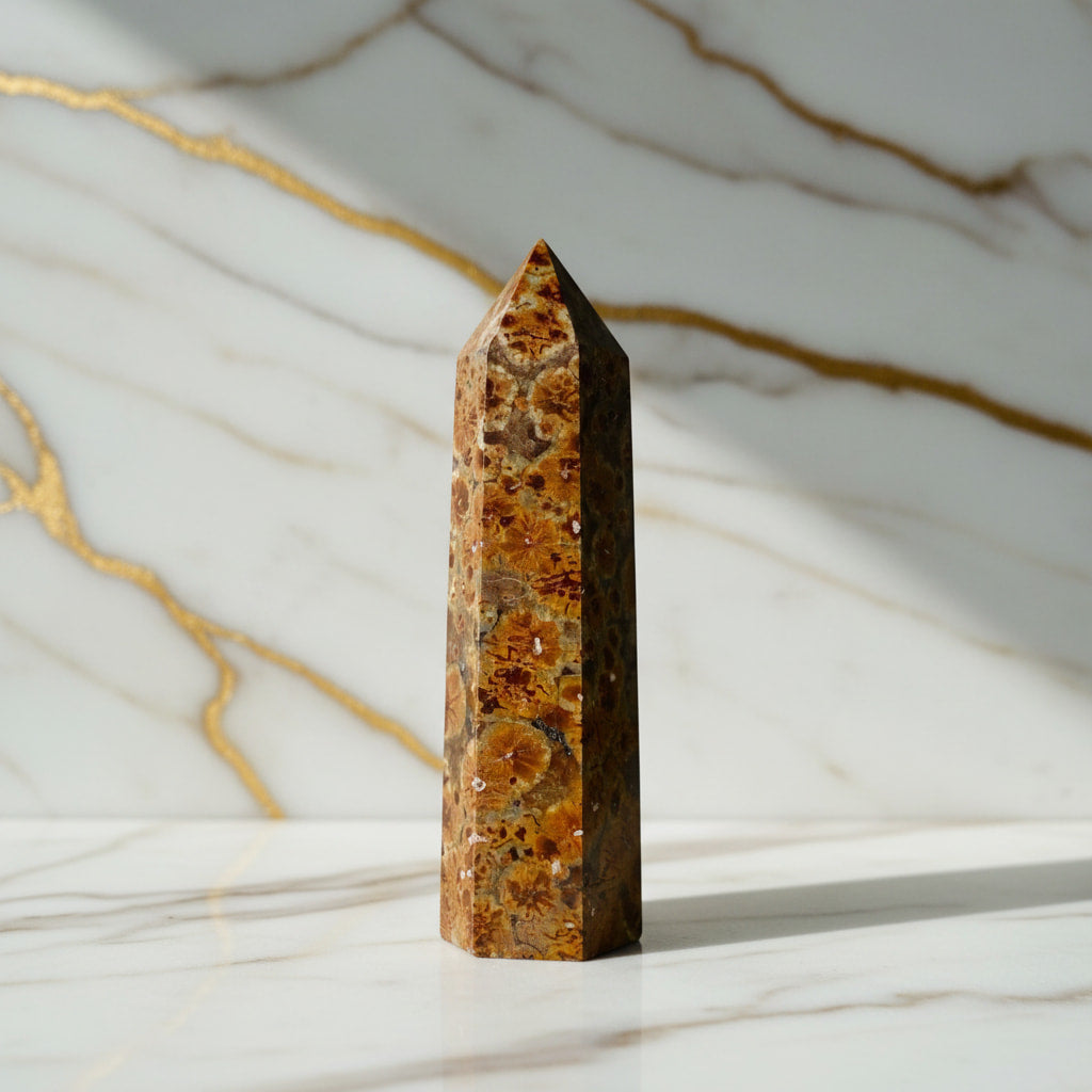 Blumenjaspis Obelisk - Blühende Urzeit CrystalScents