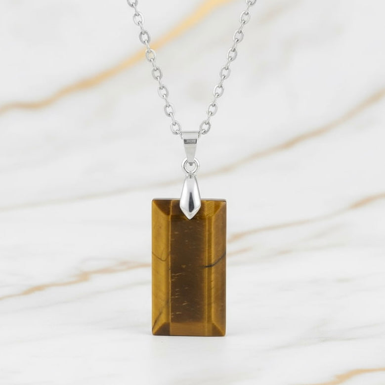 Tigerauge Halskette - Geschliffener Anhänger CrystalScents