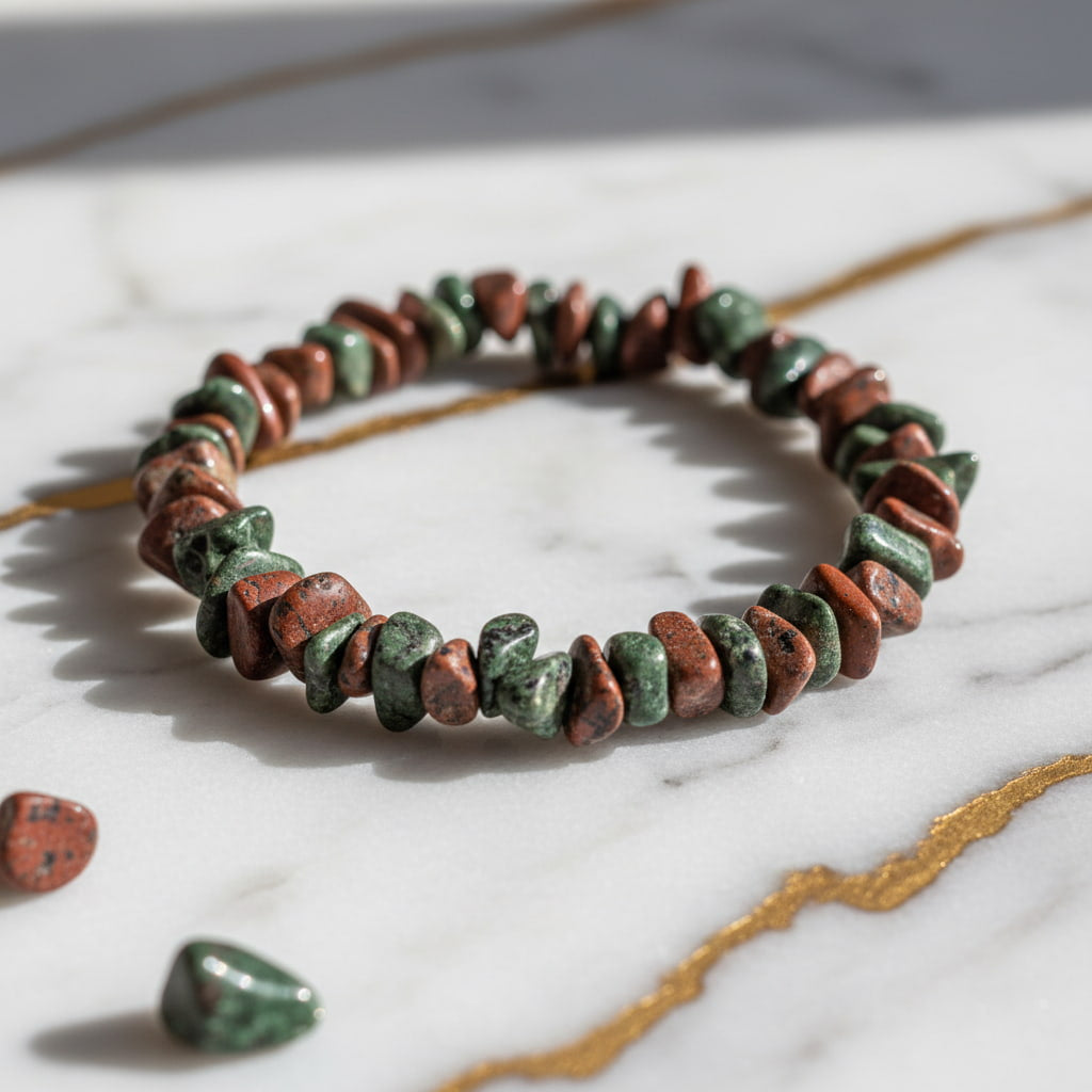Drachenblut Jaspis Splitterarmband – Kraft & Stärke CrystalScents