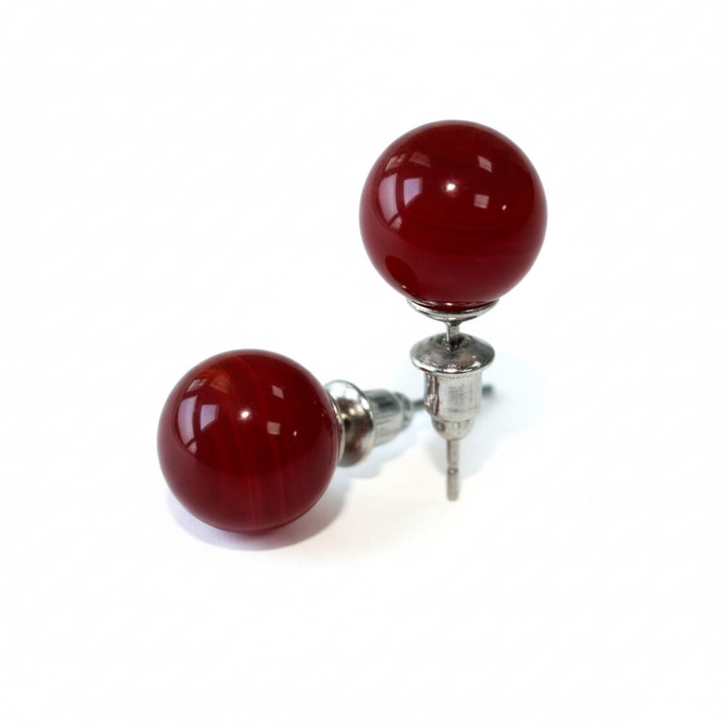Achat Ohrstecker mit roter Achat-Kugel CrystalScents