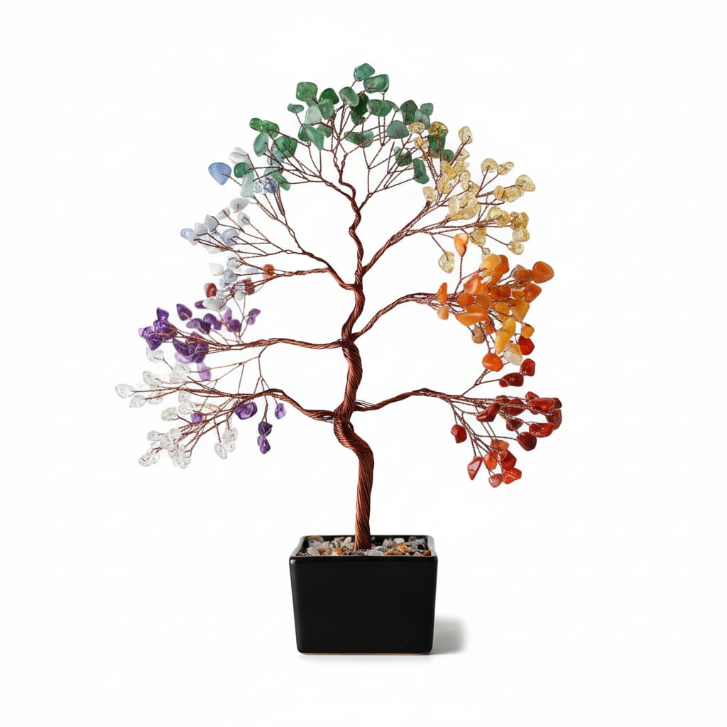Chakra Baum in schwarzer Keramikschale CrystalScents