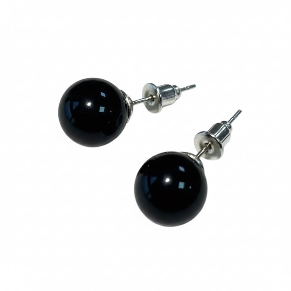 Achat Ohrstecker mit schwarzer Achat-Kugel CrystalScents