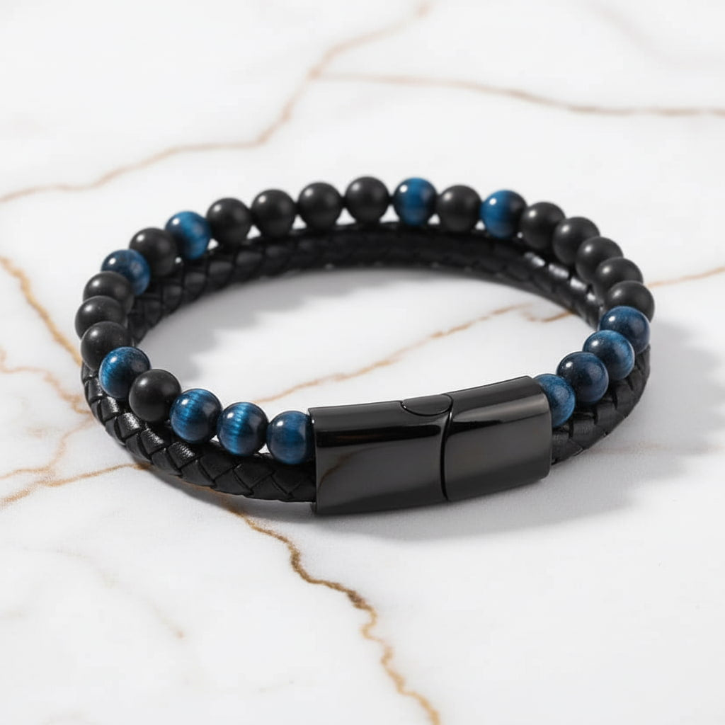 Tigerauge Armband - Blau mit Magnetverschluss CrystalScents