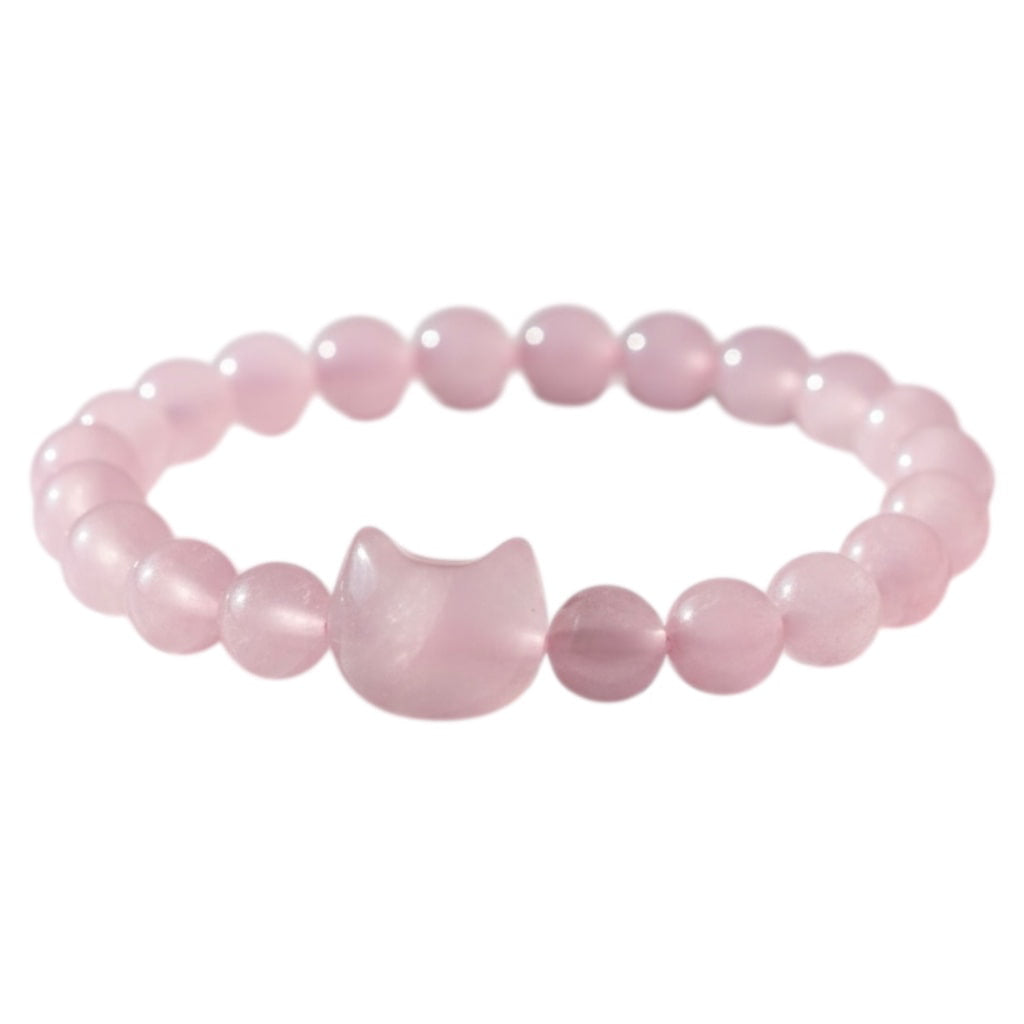Rosenquarz Kugelarmband - Katze CrystalScents