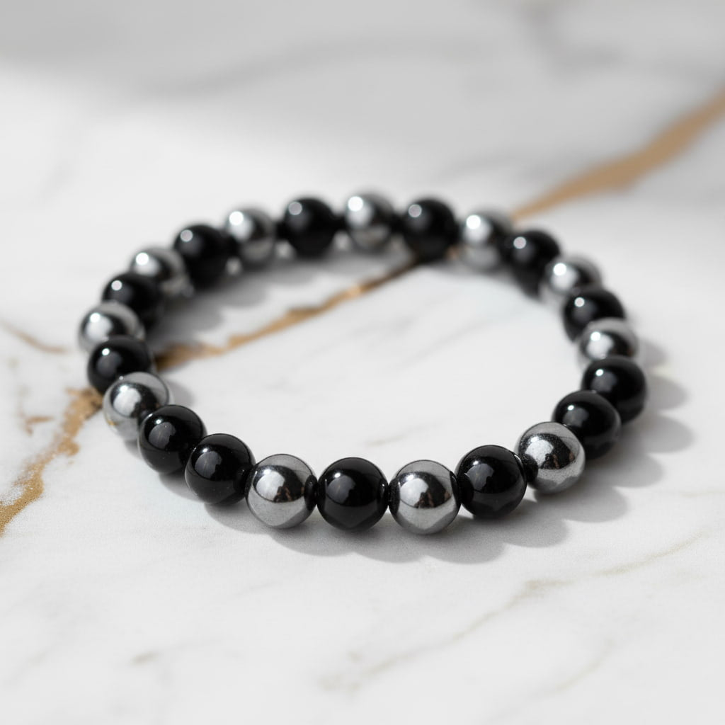 Obsidian Hämatit Kugelarmband – Schutz und Balance in einem CrystalScents
