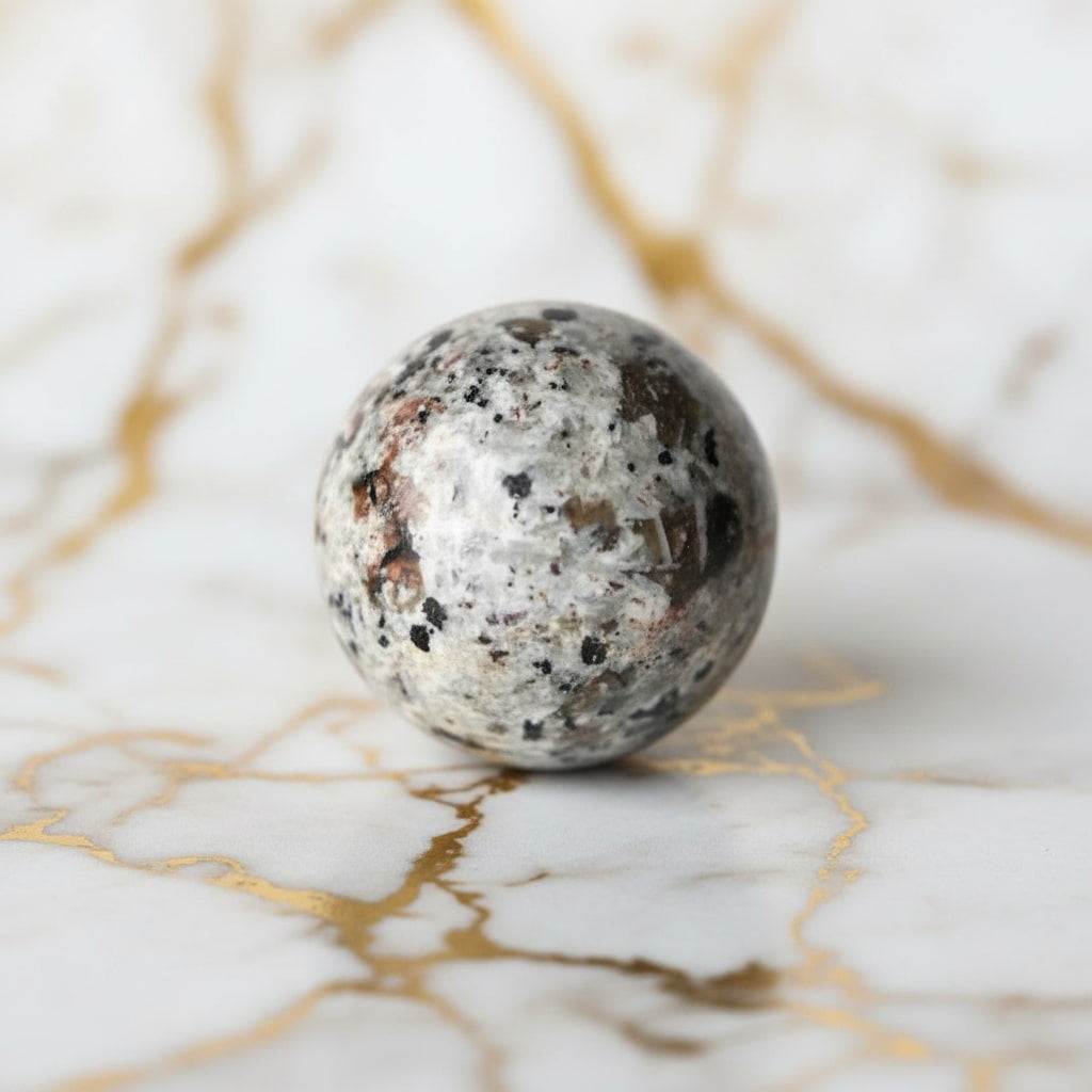 Mini Flammenstein Yooperlite Kugel – Energie & Vitalität CrystalScents