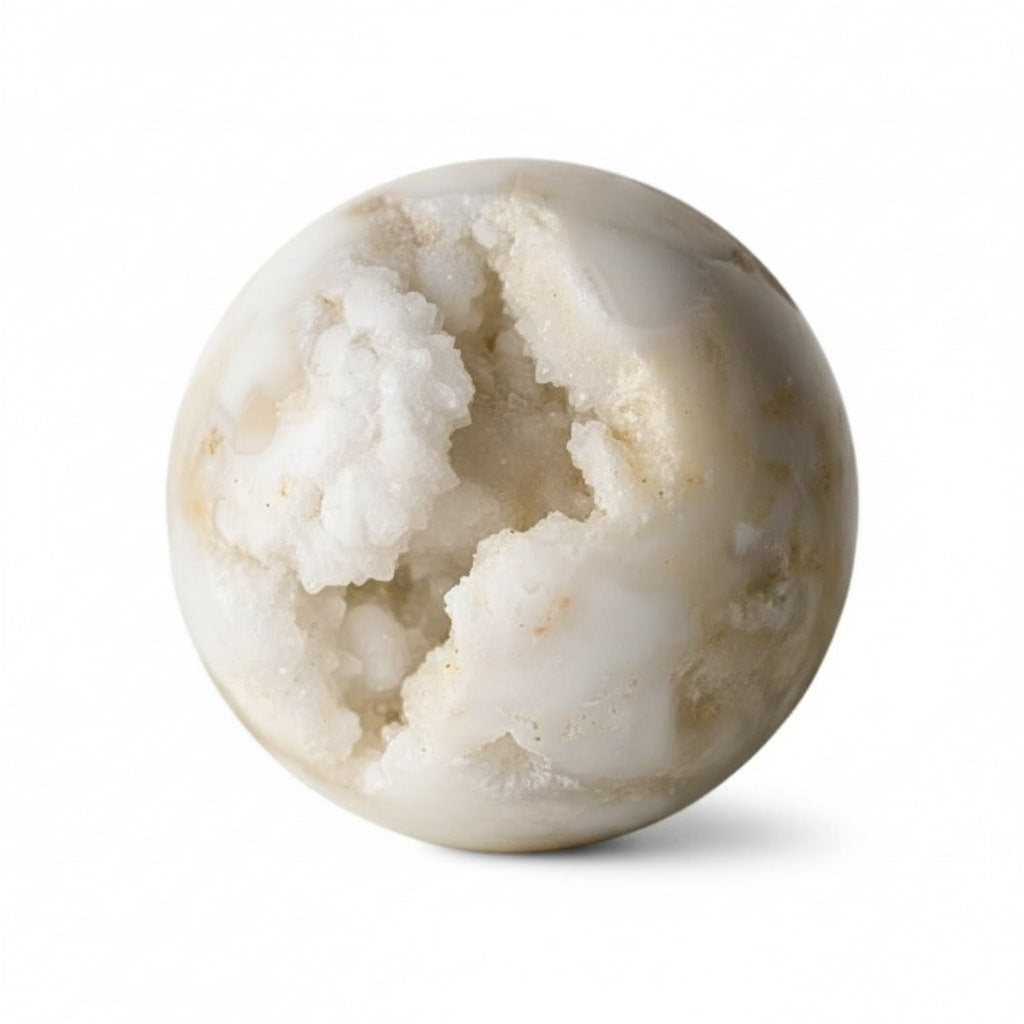 Achat Kugel Weiß – Funkelndes Naturjuwel mit Druzy-Kristallen CrystalScents