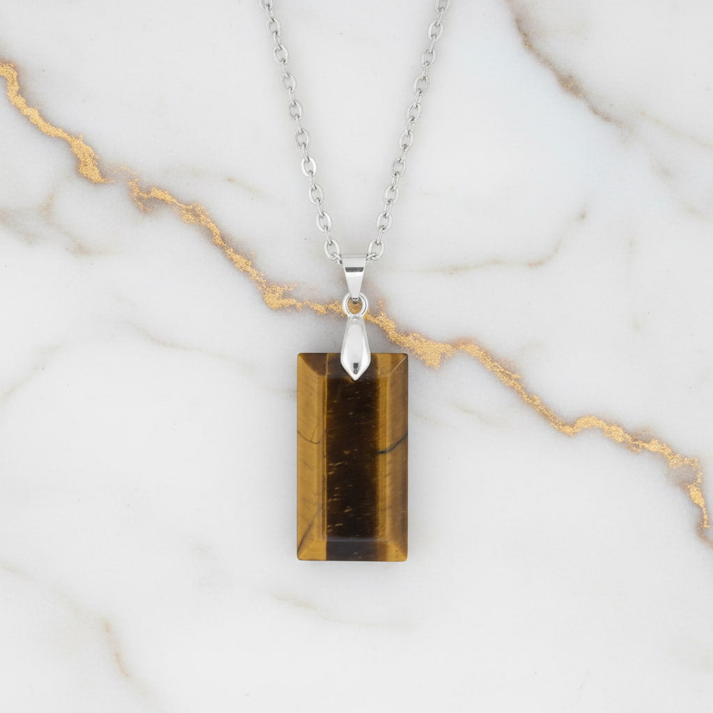 Tigerauge Halskette - Geschliffener Anhänger CrystalScents
