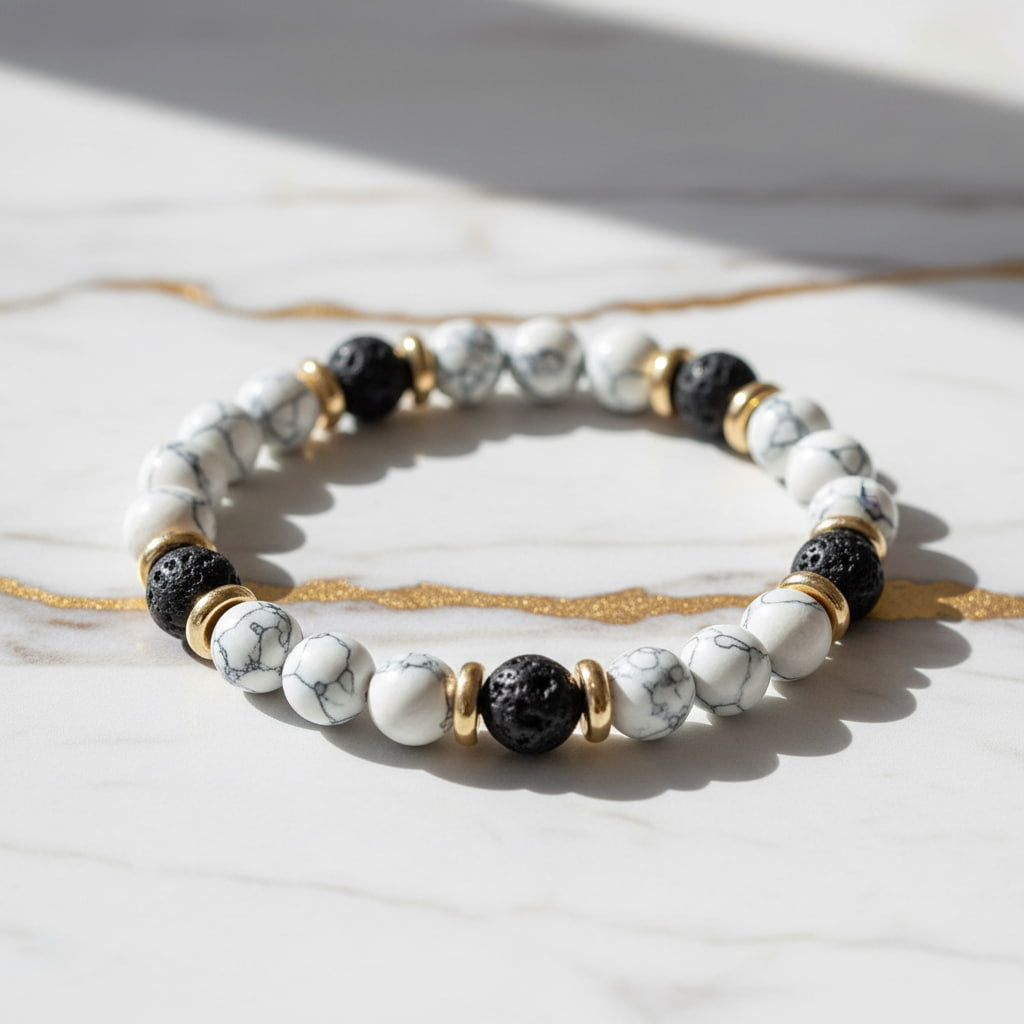 Howlit Vulkanstein Armband - Erdendes Kristallduo CrystalScents