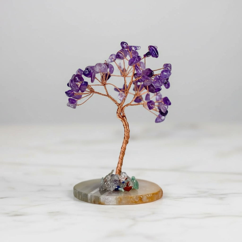 Amethyst Baum auf Achatscheibe – Harmonie & Eleganz CrystalScents