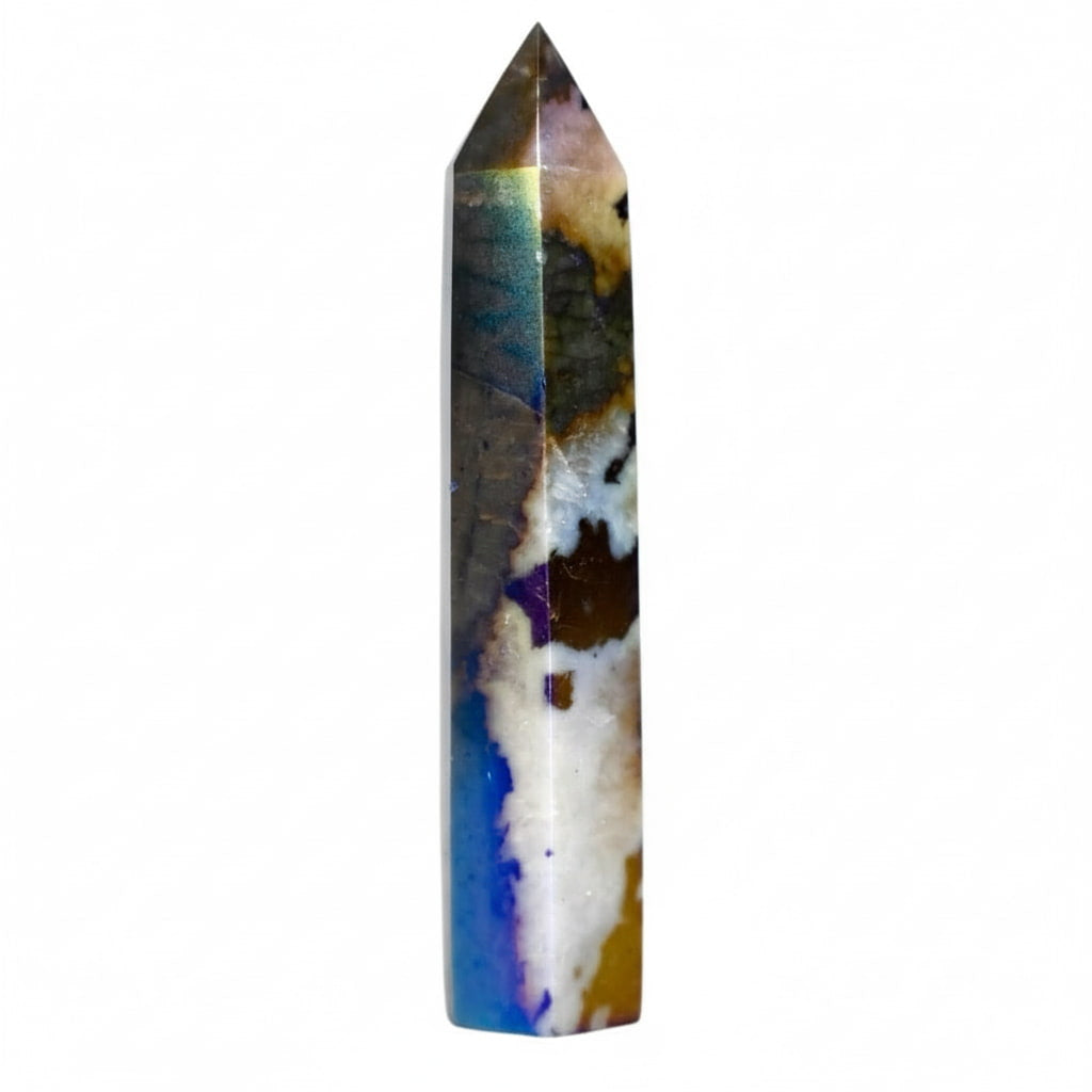 Aura Zebra Jaspis Obelisk - Gebündelte Regenbogen-Power CrystalScents