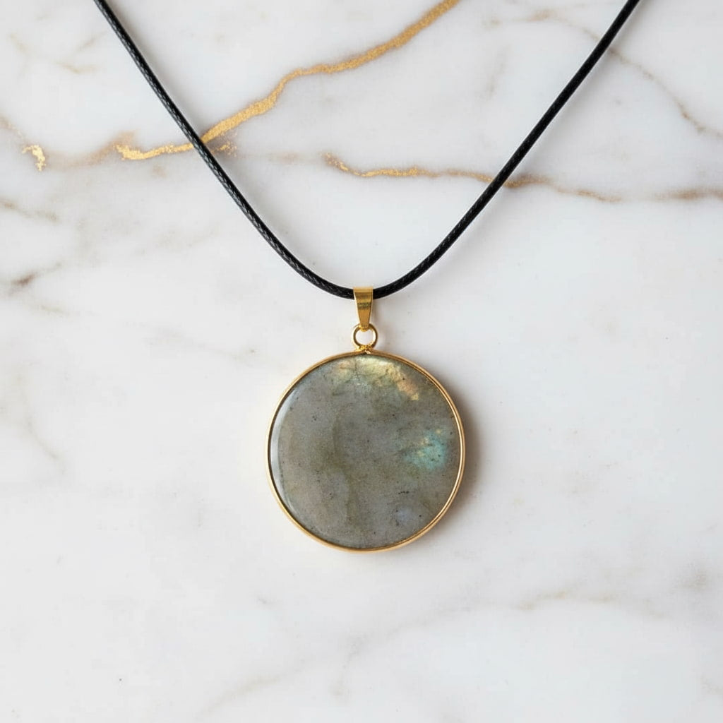 Labradorit Halskette - Krisall Scheibe CrystalScents