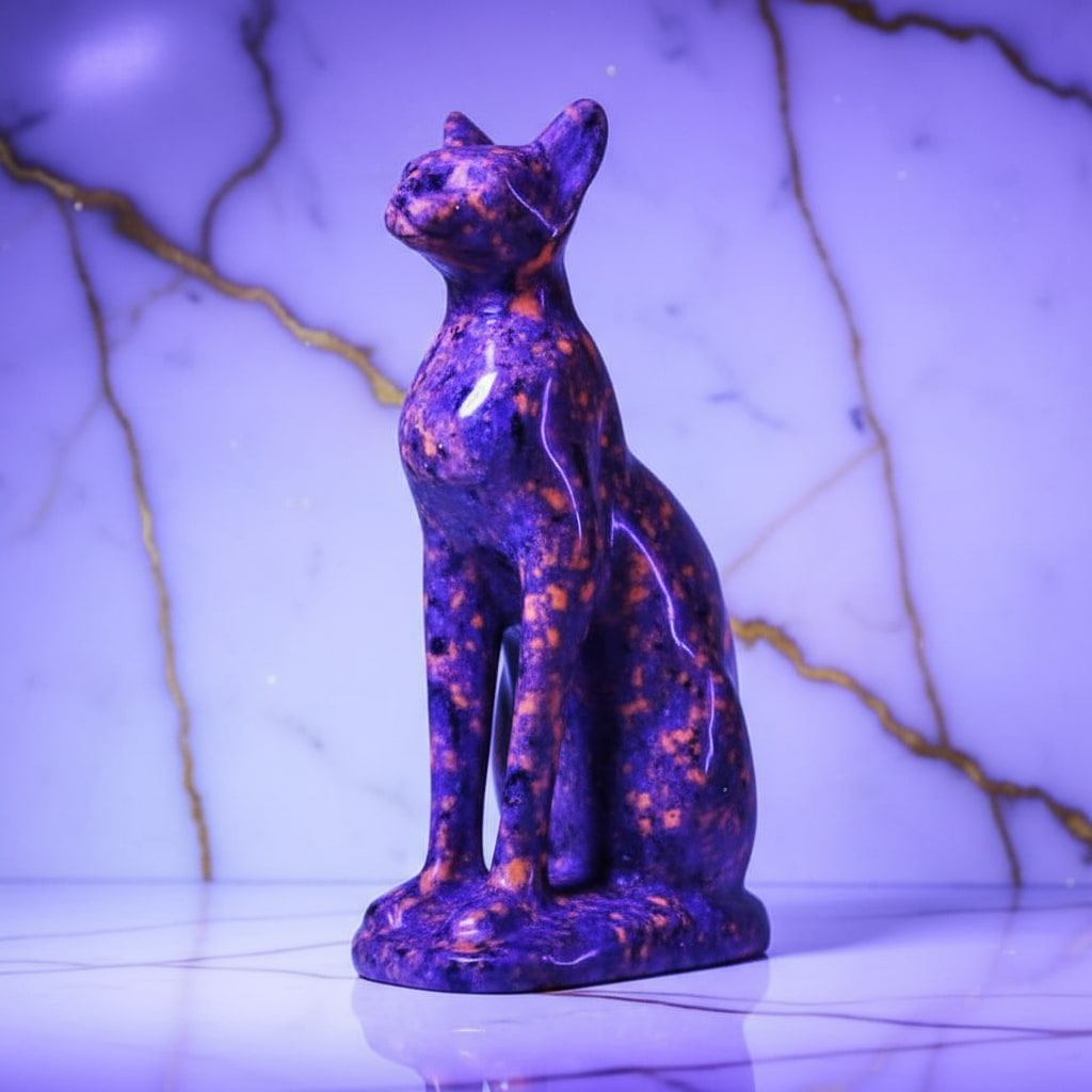 Yooperlite Katze - Skulptur mit UV-Reaktion CrystalScents