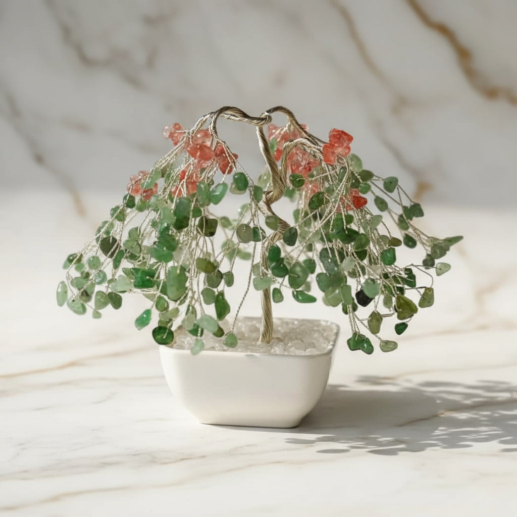 Aventurin & roter Achat Baum – Dekorativer Kristallbaum CrystalScents