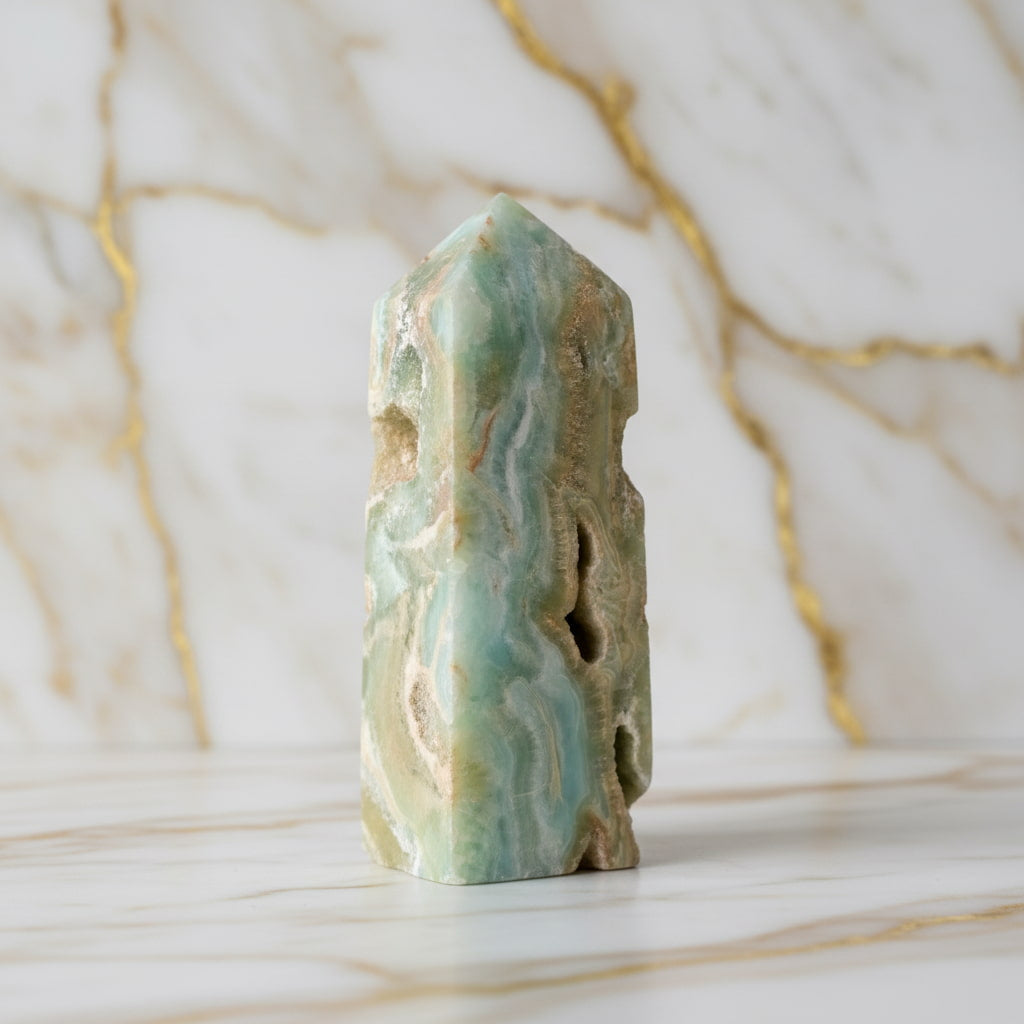 Aragonit Obelisk – Klarheit & Harmonie CrystalScents