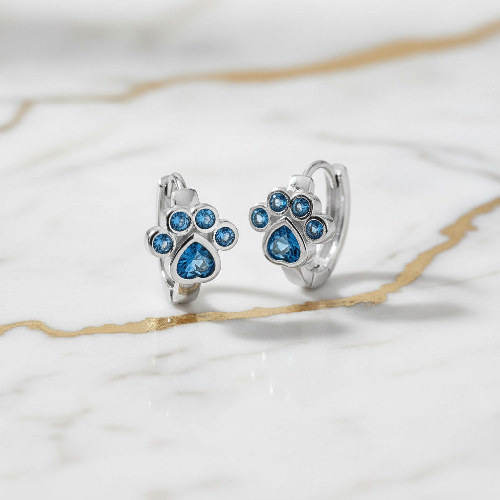 Kreolen – Silber mit blauen „Pfoten" CrystalScents