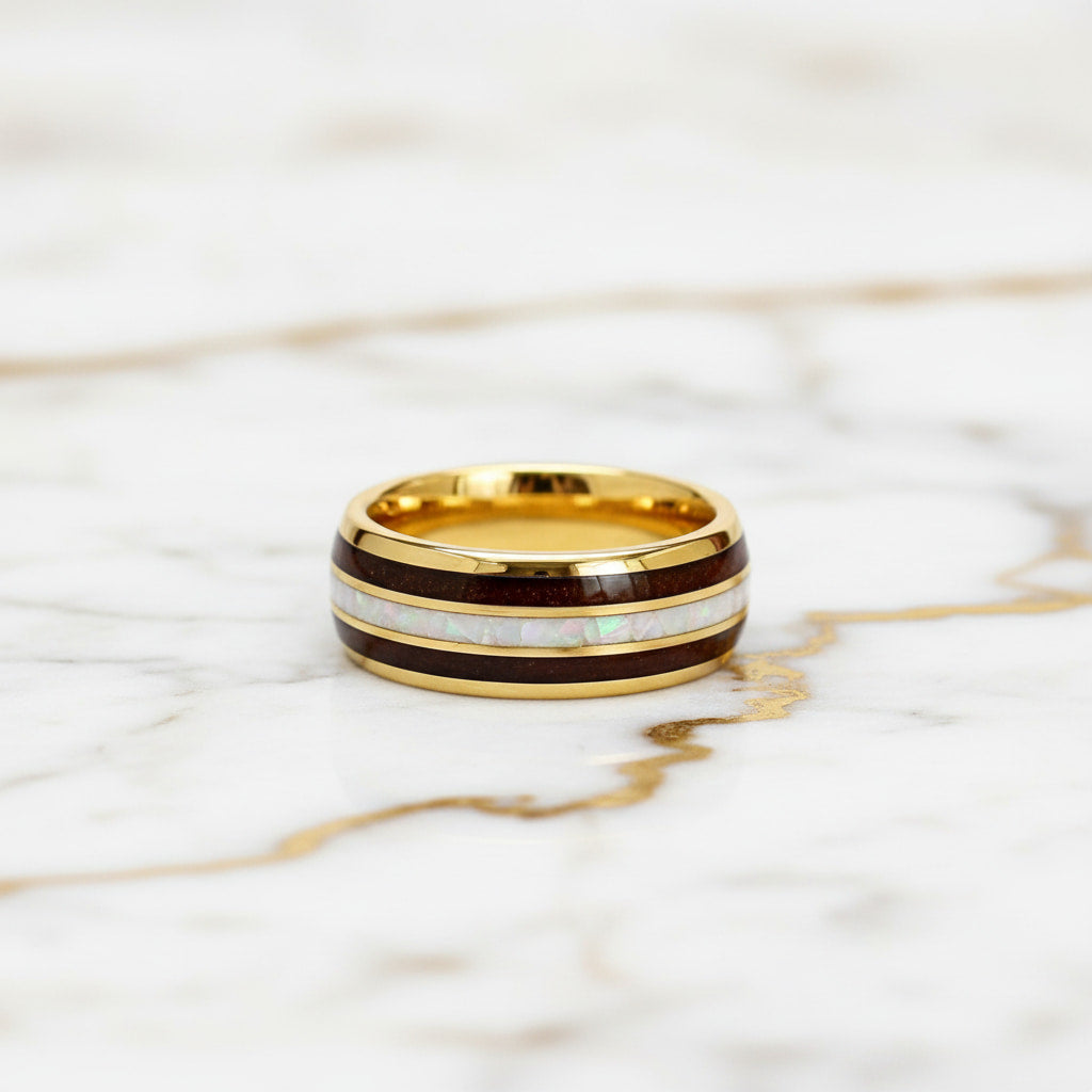 Ring Gold mit Holz-Detail für stilvolle Präsenz CrystalScents