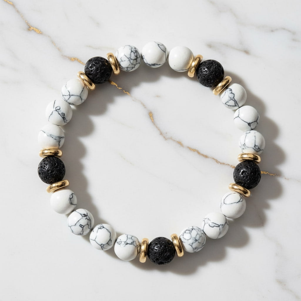 Howlit Vulkanstein Armband - Erdendes Kristallduo CrystalScents