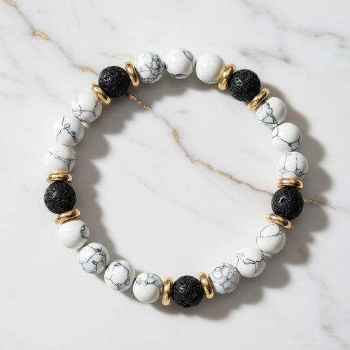 Howlit Vulkanstein Armband - Erdendes Kristallduo CrystalScents