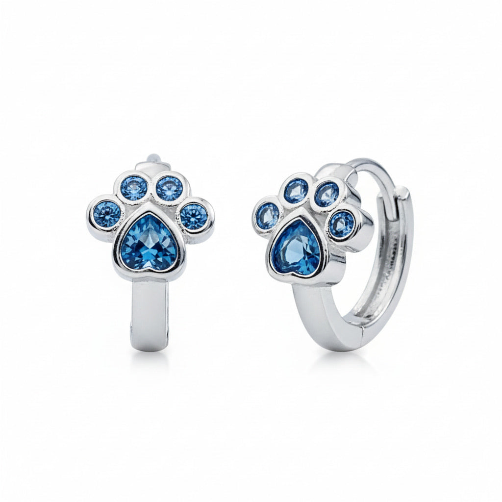 Kreolen – Silber mit blauen „Pfoten" CrystalScents