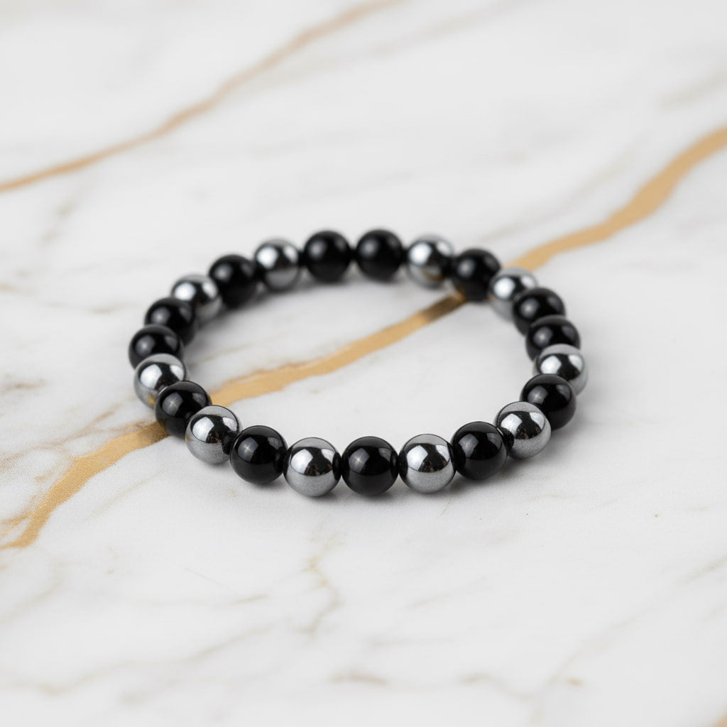 Obsidian Hämatit Kugelarmband – Schutz und Balance in einem CrystalScents