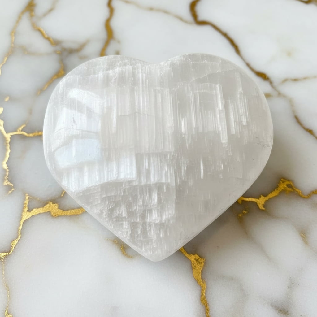 Selenit Herz – Reines Licht in Stein CrystalScents