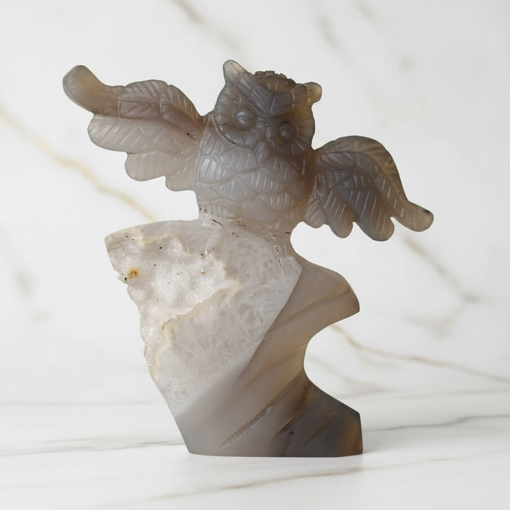 Achat – Graue Eulenfigur aus glitzerndem Kristall CrystalScents
