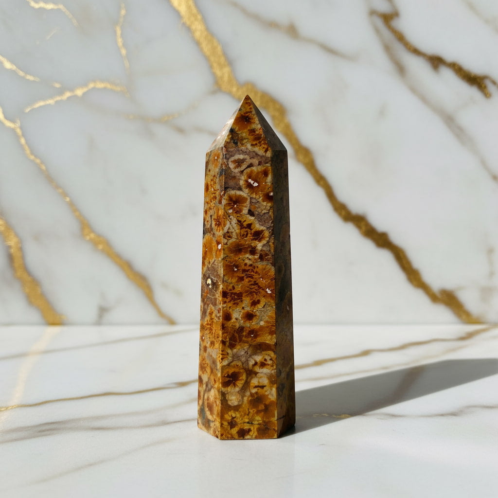 Blumenjaspis Obelisk - Blühende Urzeit CrystalScents