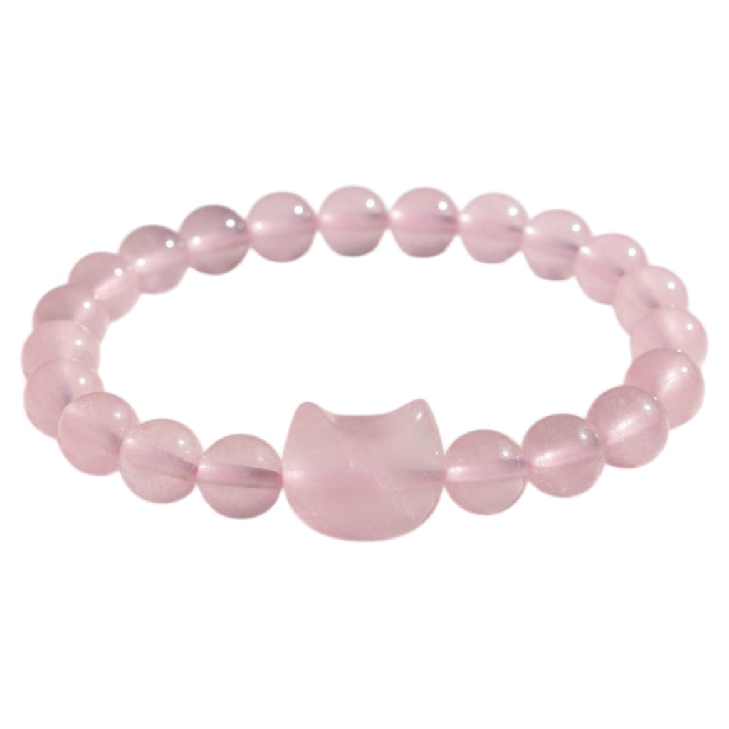 Rosenquarz Kugelarmband - Katze CrystalScents
