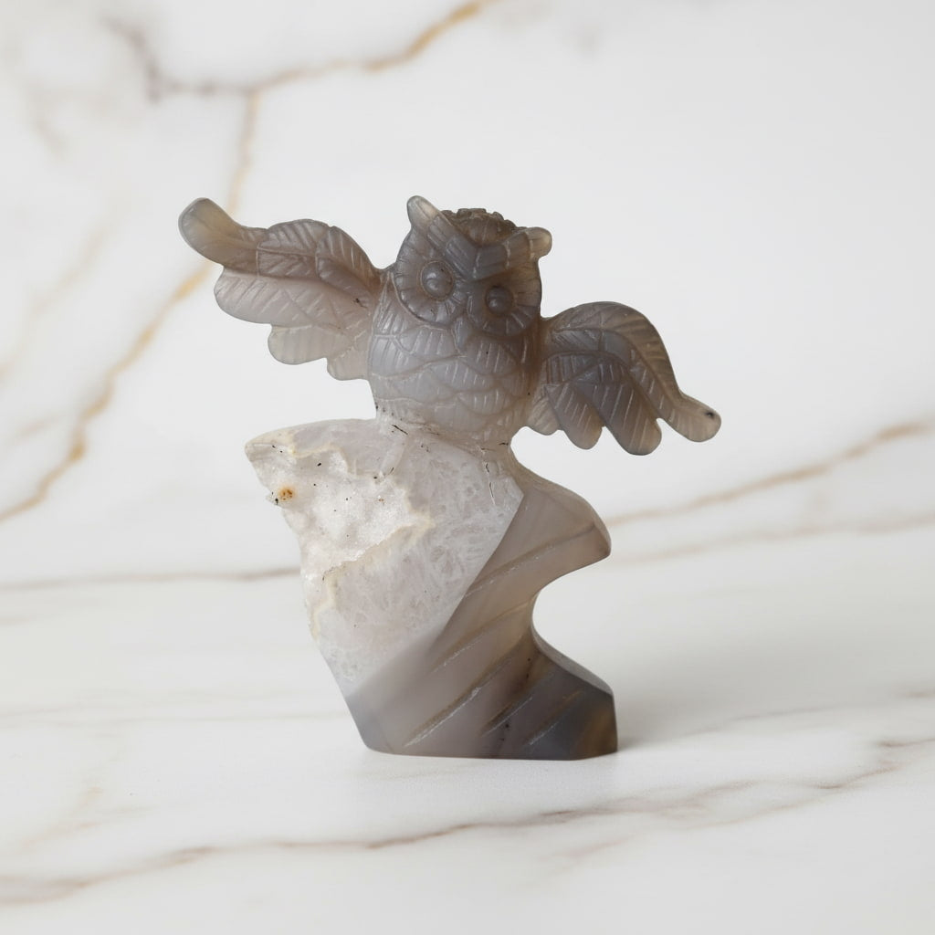 Achat – Graue Eulenfigur aus glitzerndem Kristall CrystalScents