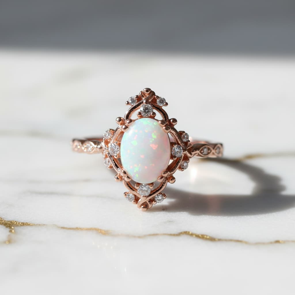 Opal Ring - Roségoldene Eleganz CrystalScents
