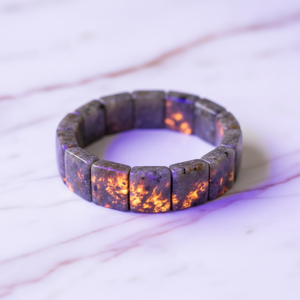 Flammenstein Yooperlite Armband - Fokus & Wirkung CrystalScents